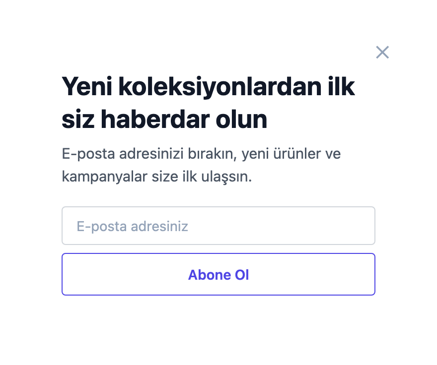 E-posta toplama popup'ı